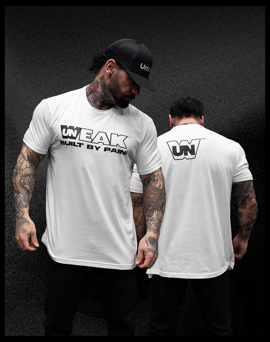 UnWeak Apparel Built By Pain Fitted T Shirt Red Print On White